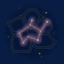 Fictional park outline traced by a gold constellation path