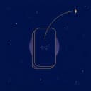 Stacked cards with a gold constellation arc sweeping outward
